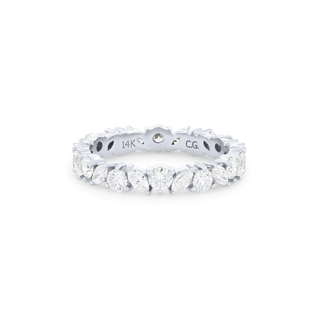 Floral Marquise and Round Diamond Eternity Wedding Band by C. Gonshor