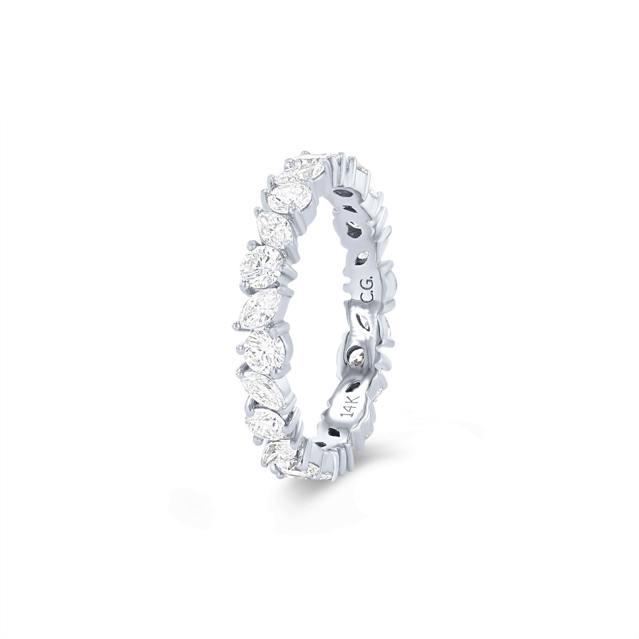 Floral Marquise and Round Diamond Eternity Wedding Band by C. Gonshor 1