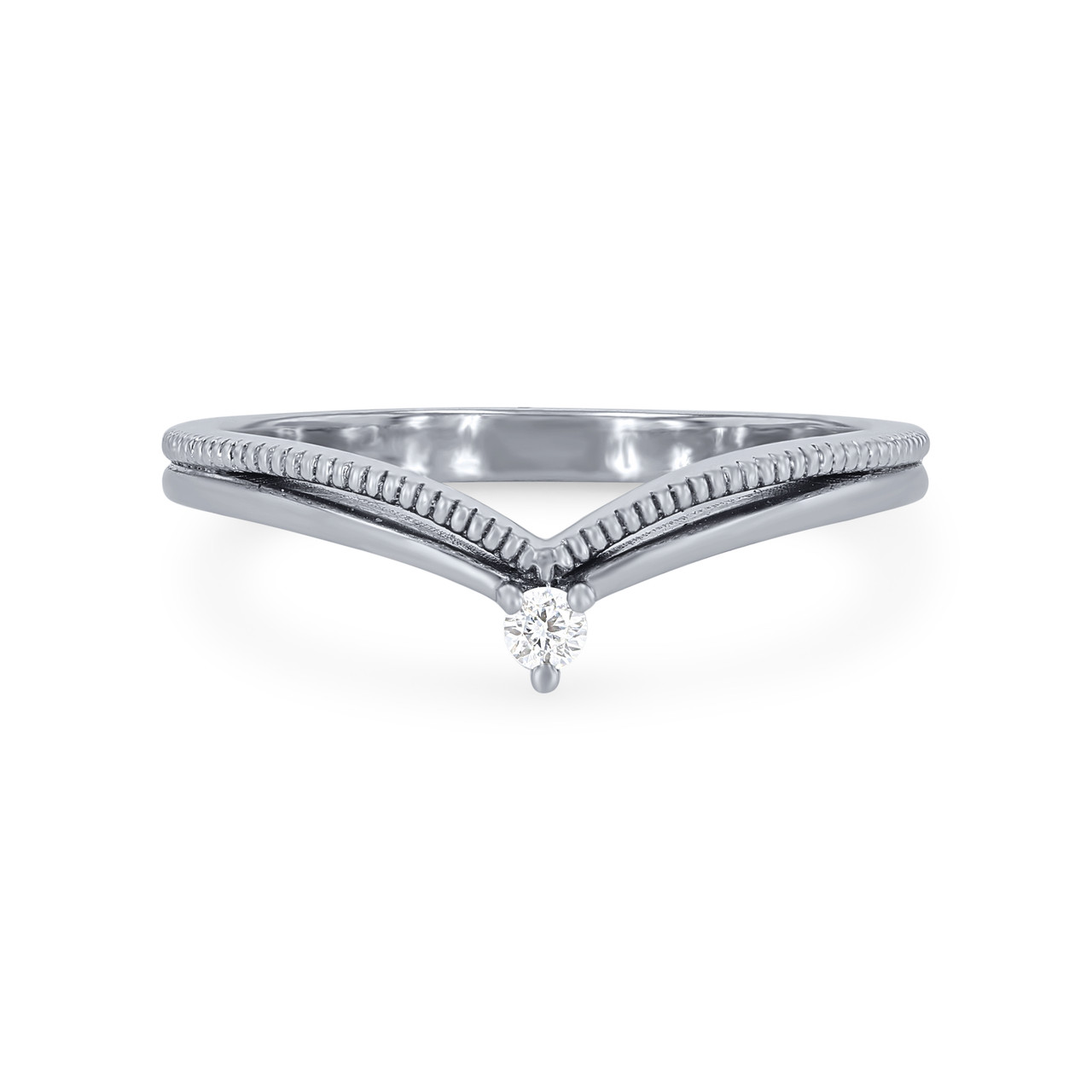 Single Diamond Contour Two Row Wedding Band