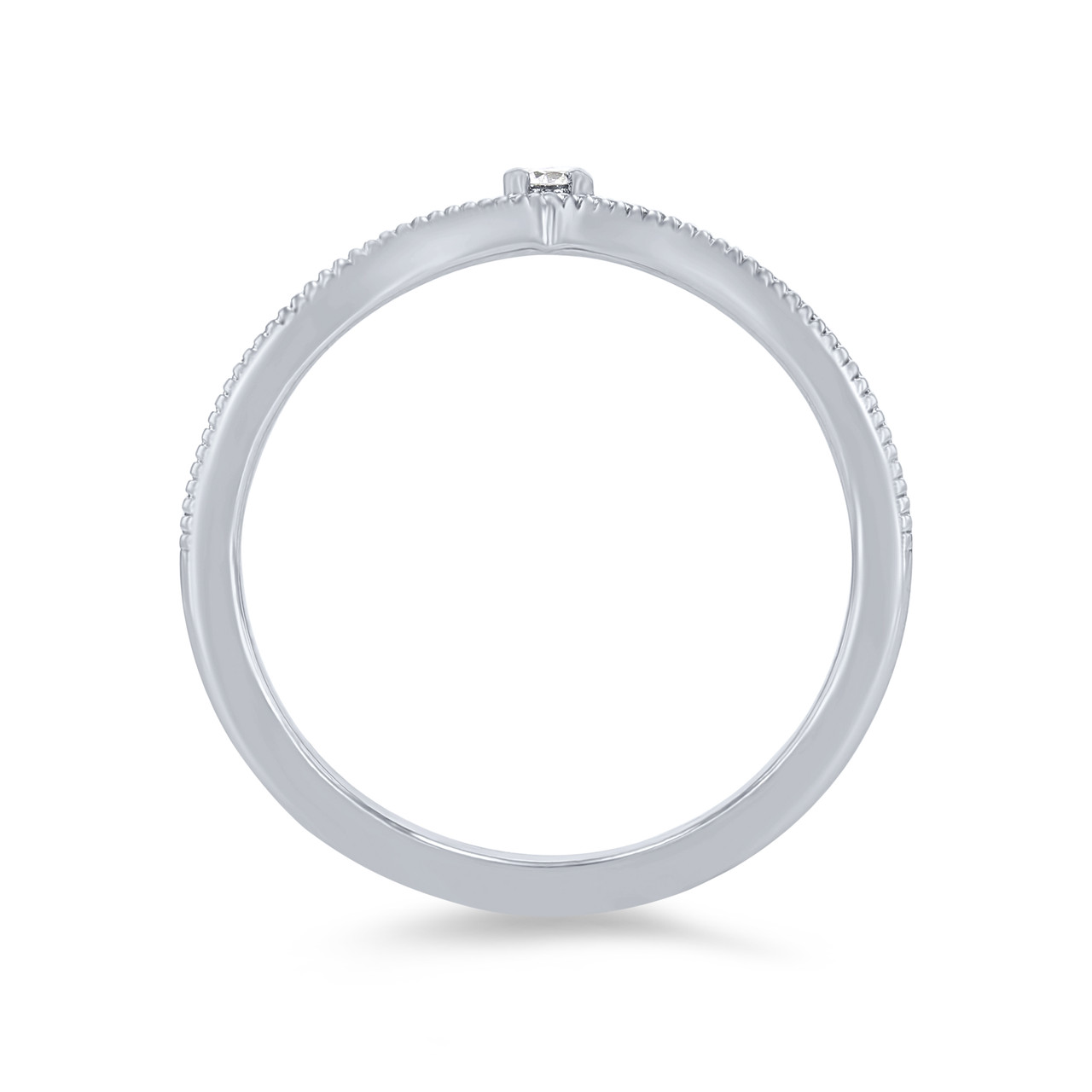 Single Diamond Contour Two Row Wedding Band