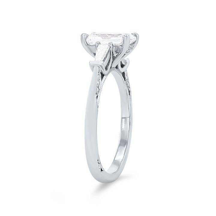 White Gold 18K Simply Tacori Baguette Three Stone Engagement Setting