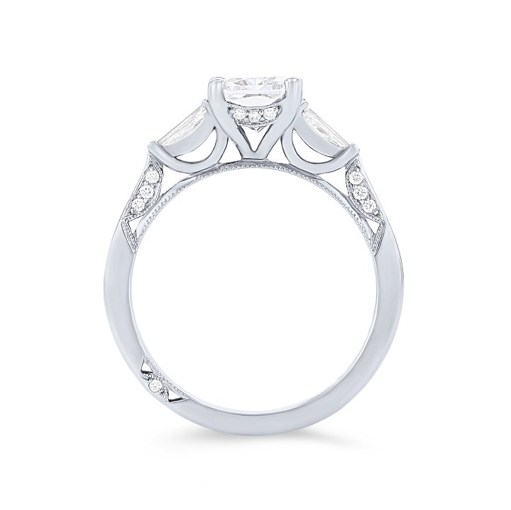 White Gold 18K Simply Tacori Baguette Three Stone Engagement Setting