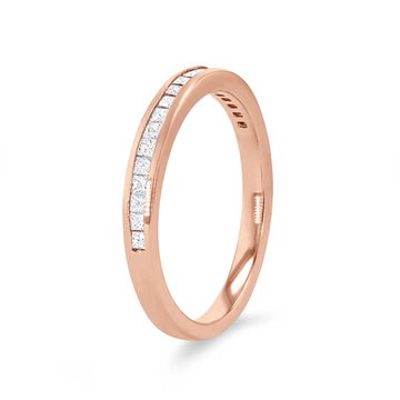 Channel Princess Diamond Wedding Band In Rose Gold 14K