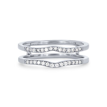 True Romance Beadset Diamond Contour Ring Guard In White Gold 14K
