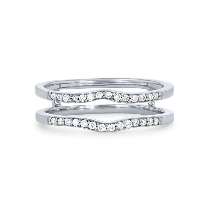 White Gold 14K True Romance Beadset Diamond Contour Ring Guard