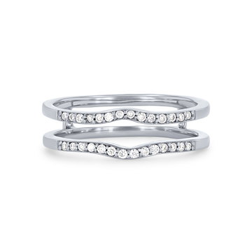 True Romance Beadset Diamond Contour Ring Guard In White Gold 14K