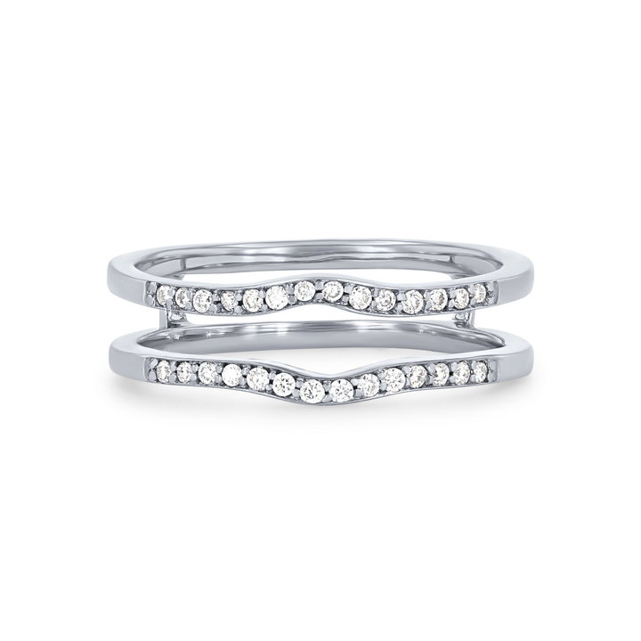 True Romance Beadset Diamond Contour Ring Guard In White Gold 14K