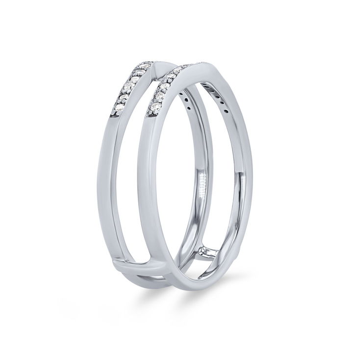 White Gold 14K True Romance Beadset Diamond Contour Ring Guard