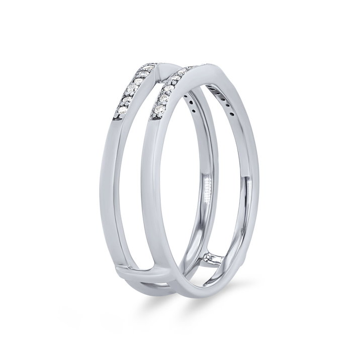 True Romance Beadset Diamond Contour Ring Guard In White Gold 14K