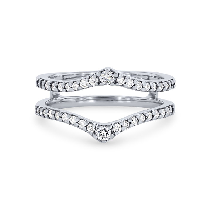 True Romance Graduated Diamond Contour Ring Guard In White Gold 14K