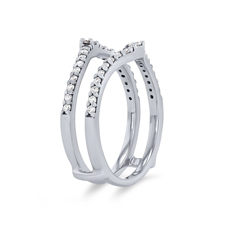 True Romance Graduated Diamond Contour Ring Guard In White Gold 14K