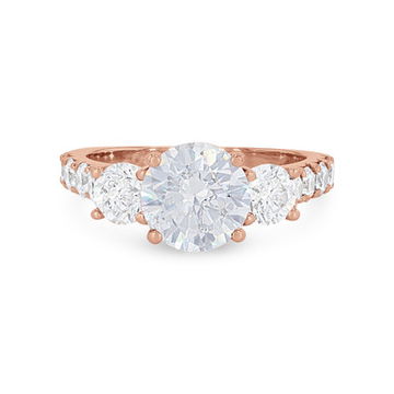 Three Stone Round Diamond Pave Engagement Setting
