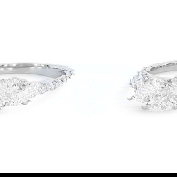 Three Stone Round Diamond Pave Engagement Setting