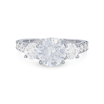 Three Stone Round Diamond Pave Engagement Setting