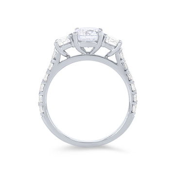 Three Stone Round Diamond Pave Engagement Setting