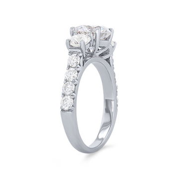 Three Stone Round Diamond Pave Engagement Setting
