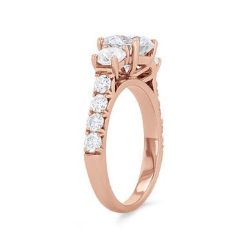Three Stone Round Diamond Pave Engagement Setting