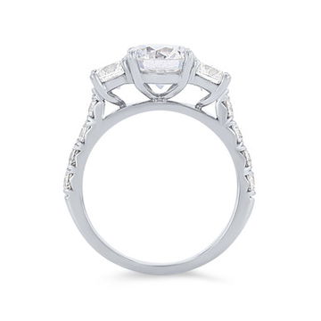 Three Stone Round Diamond Pave Engagement Setting