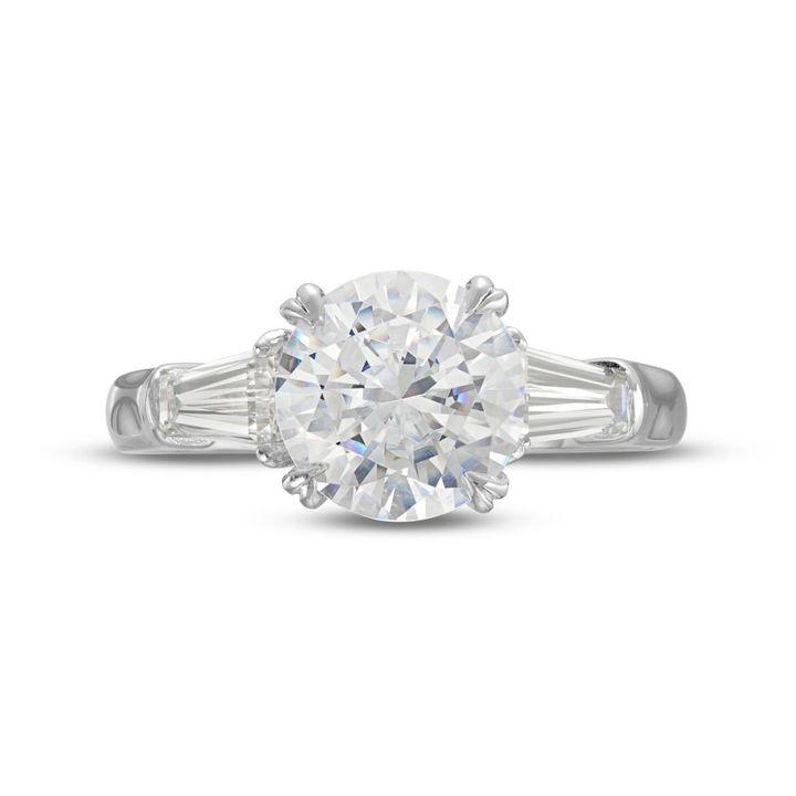 Three Stone Tapered Baguette Diamond Engagement Setting by C. Gonshor In Platinum
