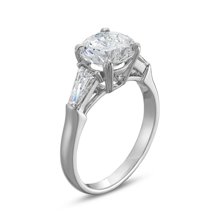 Three Stone Tapered Baguette Diamond Engagement Setting by C. Gonshor In Platinum