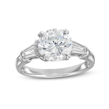 Three Stone Tapered Baguette Diamond Engagement Setting by C. Gonshor In Platinum