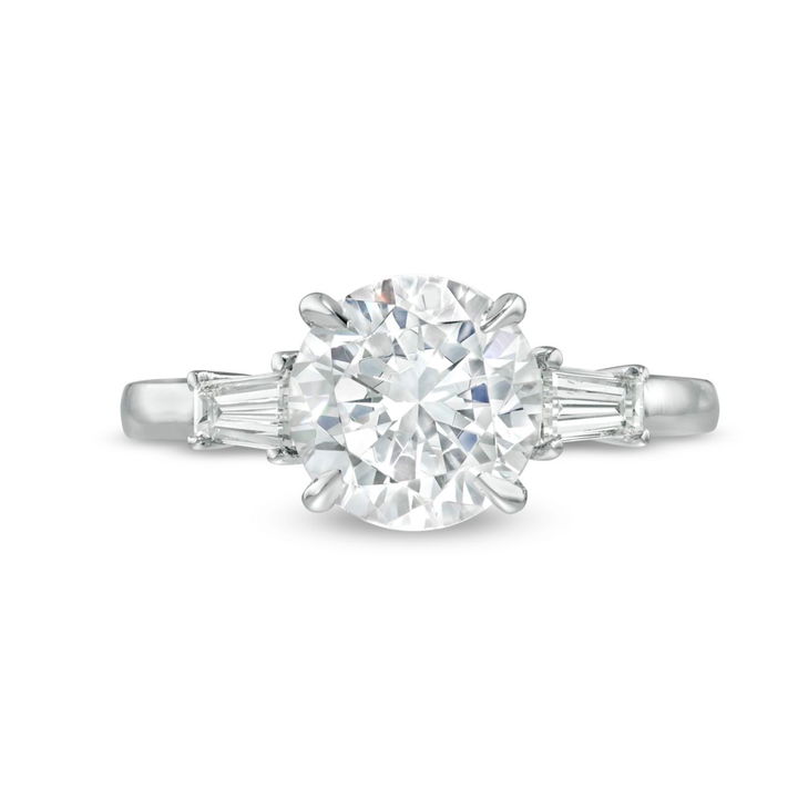 White Gold 14K Three Stone Tapered Baguette Diamond Engagement Setting by C. Gonshor
