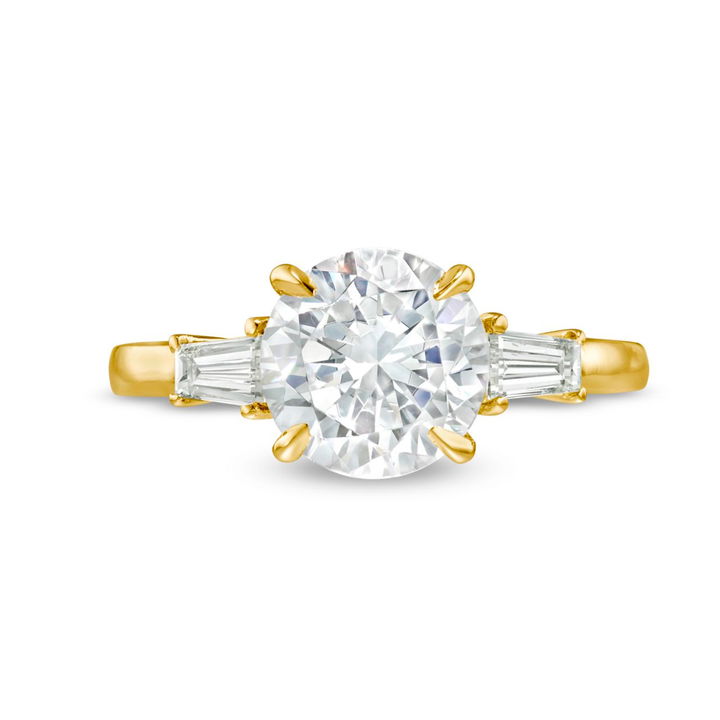 Three Stone Tapered Baguette Diamond Engagement Setting by C. Gonshor In Yellow Gold 14K