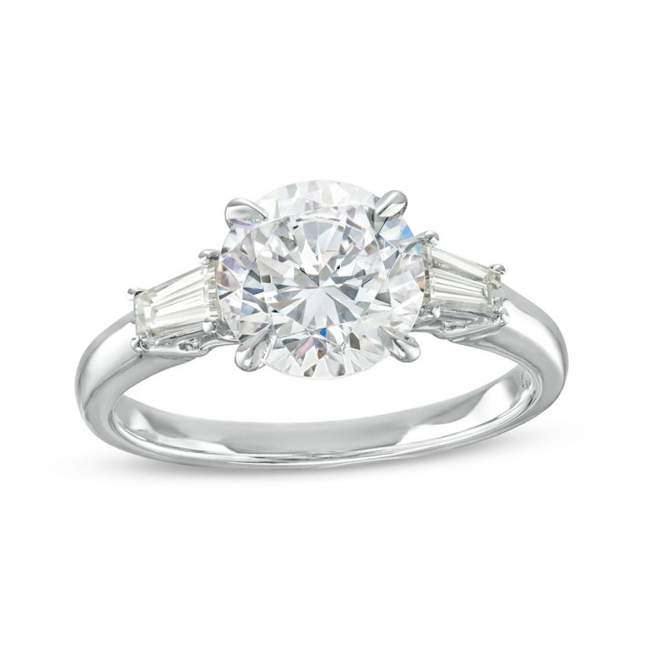 Three Stone Tapered Baguette Diamond Engagement Setting by C. Gonshor In White Gold 14K