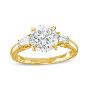Three Stone Tapered Baguette Diamond Engagement Setting by C. Gonshor In Yellow Gold 14K