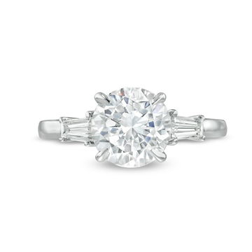 Three Stone Tapered Baguette Diamond Engagement Setting by C. Gonshor In Platinum