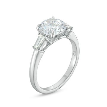 Three Stone Tapered Baguette Diamond Engagement Setting by C. Gonshor In Platinum