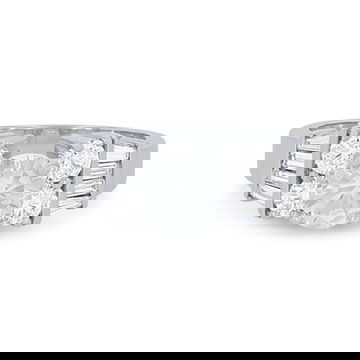Two Row Round and Baguette Diamond Bar Set Engagement Setting