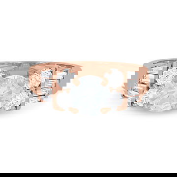 Two Row Round and Baguette Diamond Bar Set Engagement Setting