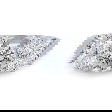 Two Row Round and Baguette Diamond Bar Set Engagement Setting