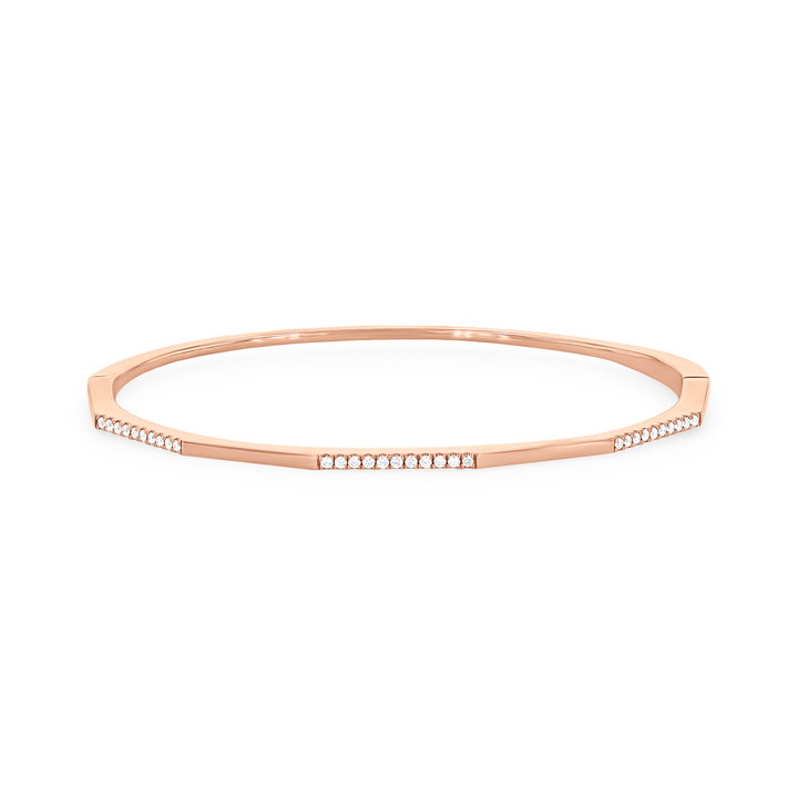 Uneek Geometric Diamond Segment Bangle Bracelet In Rose Gold 14K