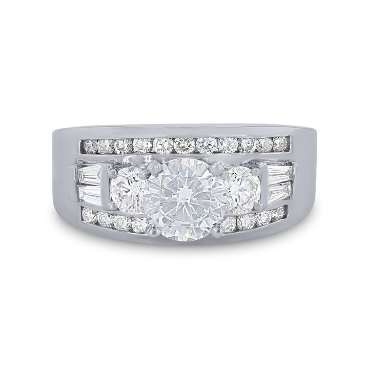White Gold 14K Channel Bar Set Diamond Engagement Setting