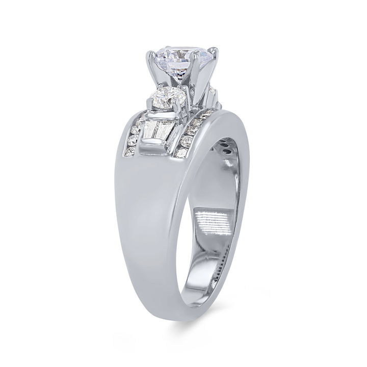 White Gold 14K Channel Bar Set Diamond Engagement Setting
