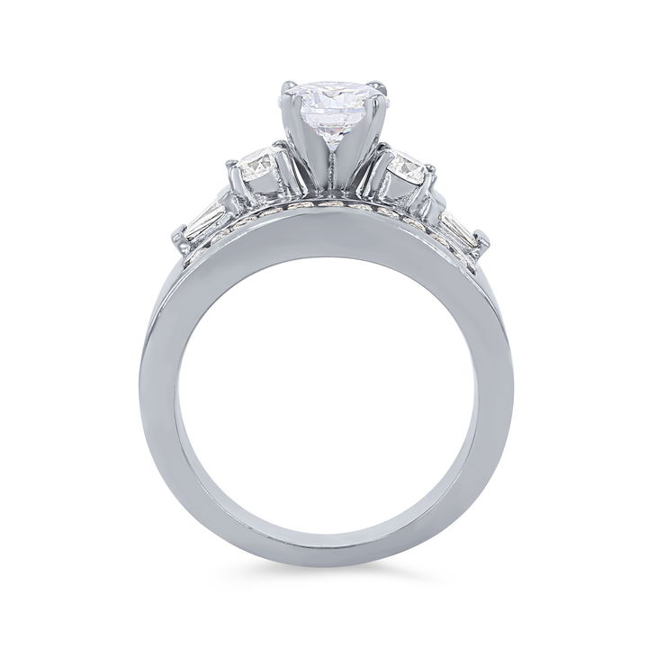 White Gold 14K Channel Bar Set Diamond Engagement Setting