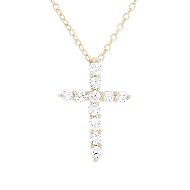 Yellow Gold 14K Diamond Cross Pendant Necklace