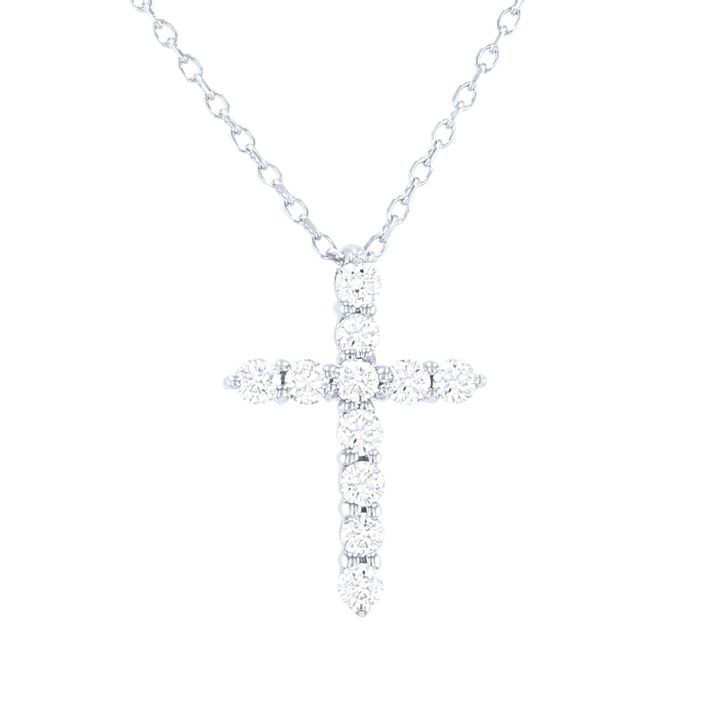 Diamond Cross Pendant Necklace In White Gold 14K