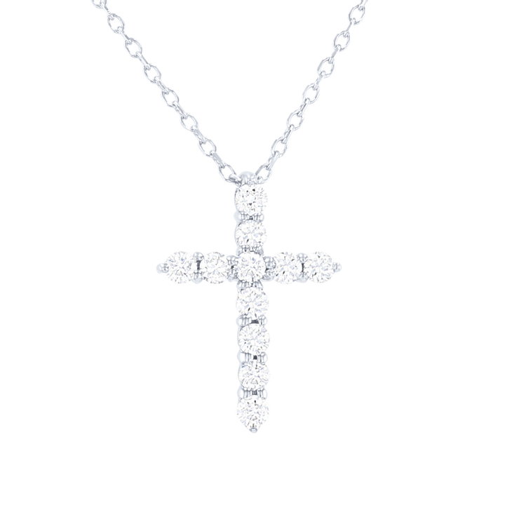 Diamond Cross Pendant Necklace In White Gold 14K