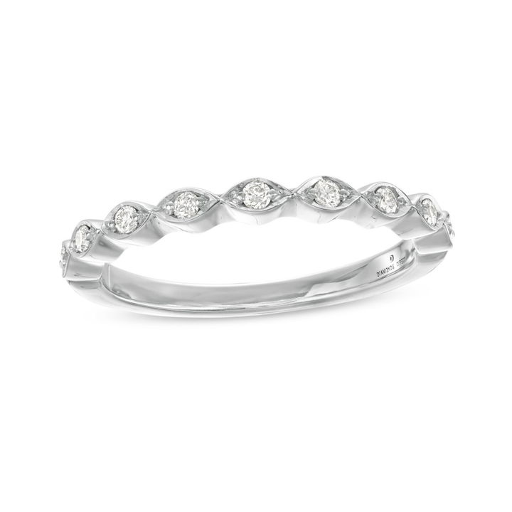 White Gold 14K Marquise Frame Wedding Band by Diamonds Direct Designs