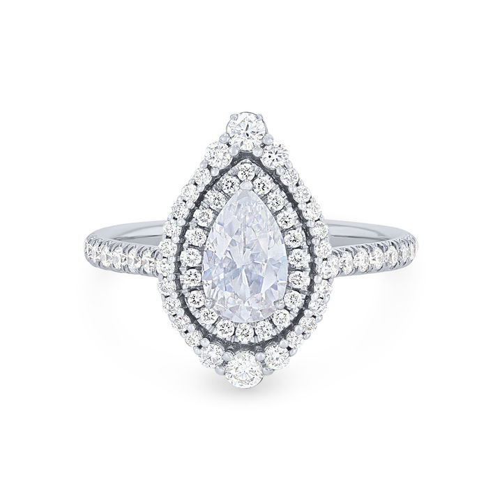 White Gold 14K Uneek Double Pear Halo Engagement Setting
