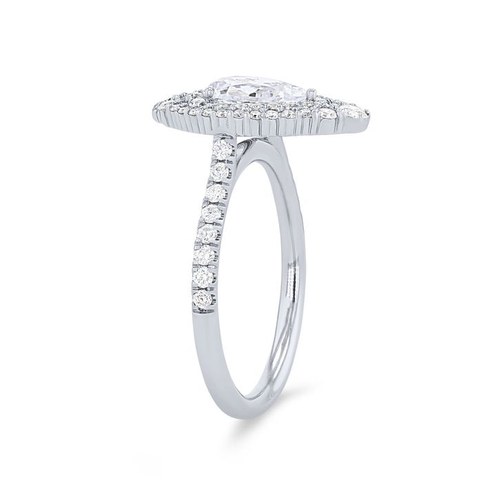 White Gold 14K Uneek Double Pear Halo Engagement Setting