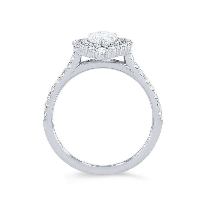 White Gold 14K Uneek Double Pear Halo Engagement Setting