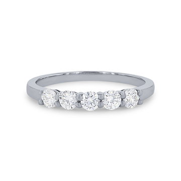 Five Stone Diamond Wedding Band In White Gold 14K