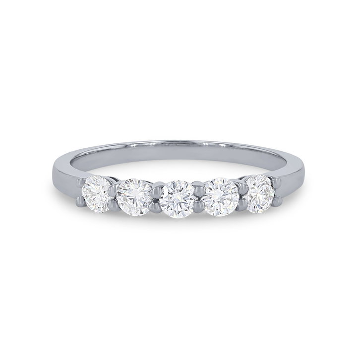 Five Stone Diamond Wedding Band In White Gold 14K