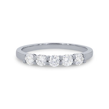 Five Stone Diamond Wedding Band In White Gold 14K