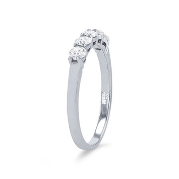 Five Stone Diamond Wedding Band In White Gold 14K