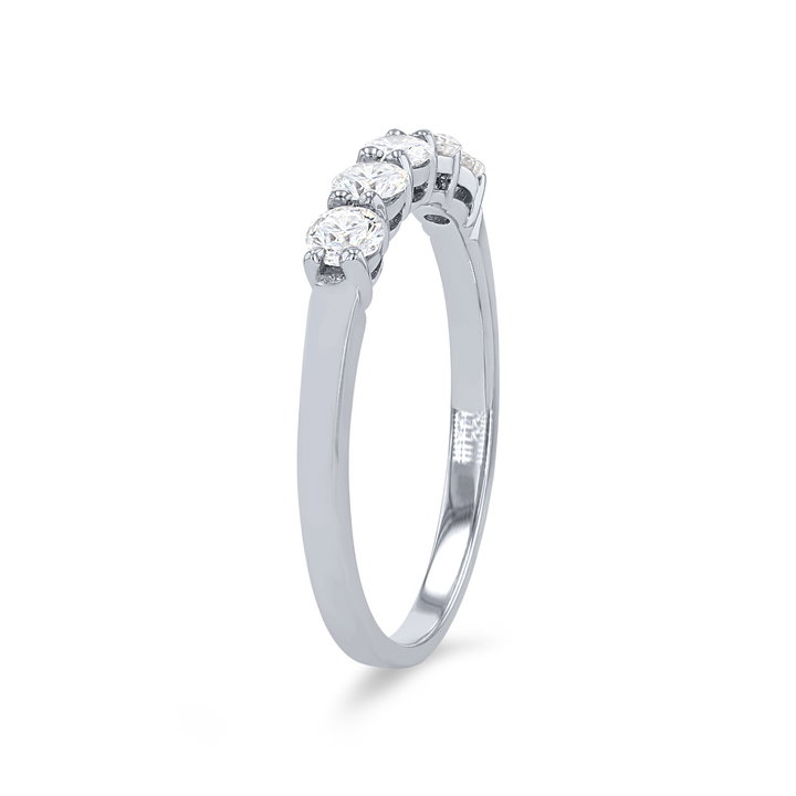 Five Stone Diamond Wedding Band In White Gold 14K